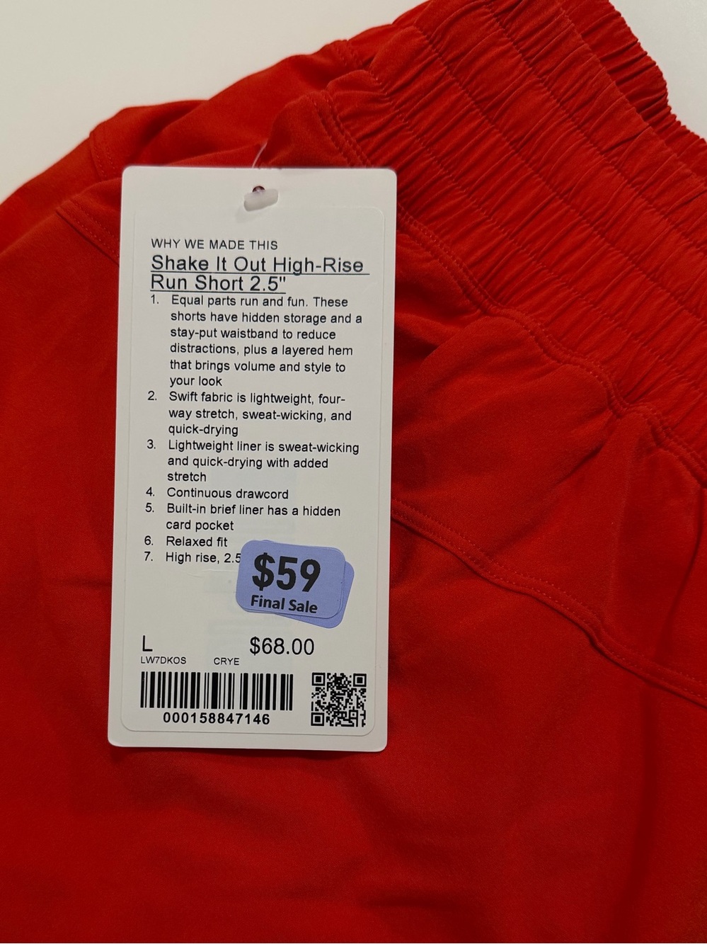 Lululemon - Shake It Out High Rise Run Short 2.5” - Size S and L - NWT - Picture 8 of 10
